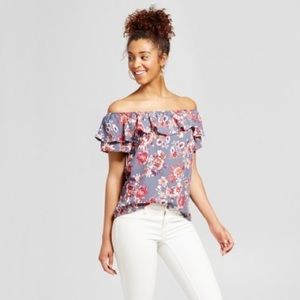 Xhilaration Double Ruffle off the Shoulder Top